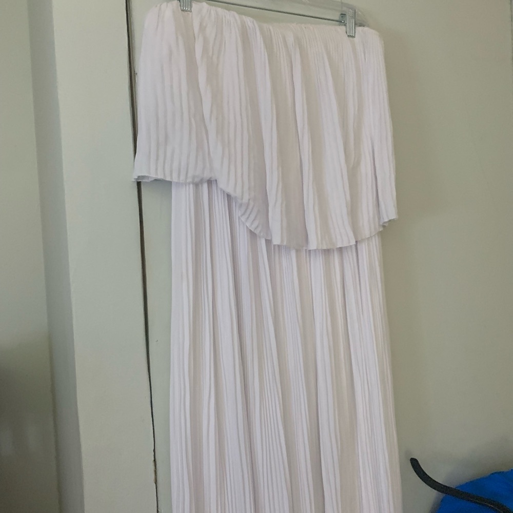 White Ashley Stewart Halter Maxi dress with pleats